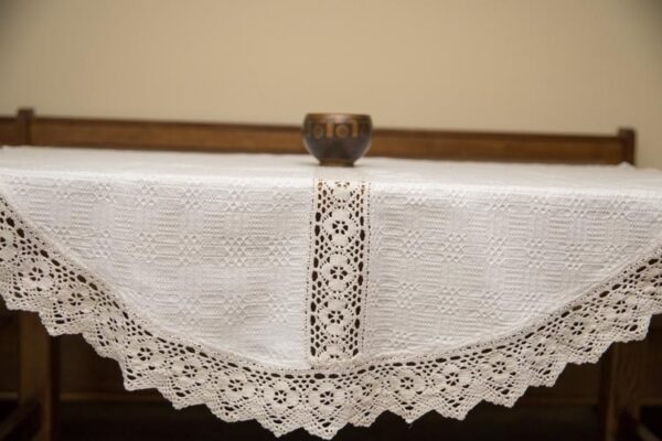 Față de masă, model tradițional, oval, alb 220x140-1807
