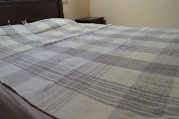 Pătură din lănă cu gri și alb 200x150 cm-2257