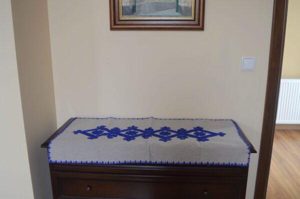 Față de masă, cusut manual cu tabele, albastru-2275